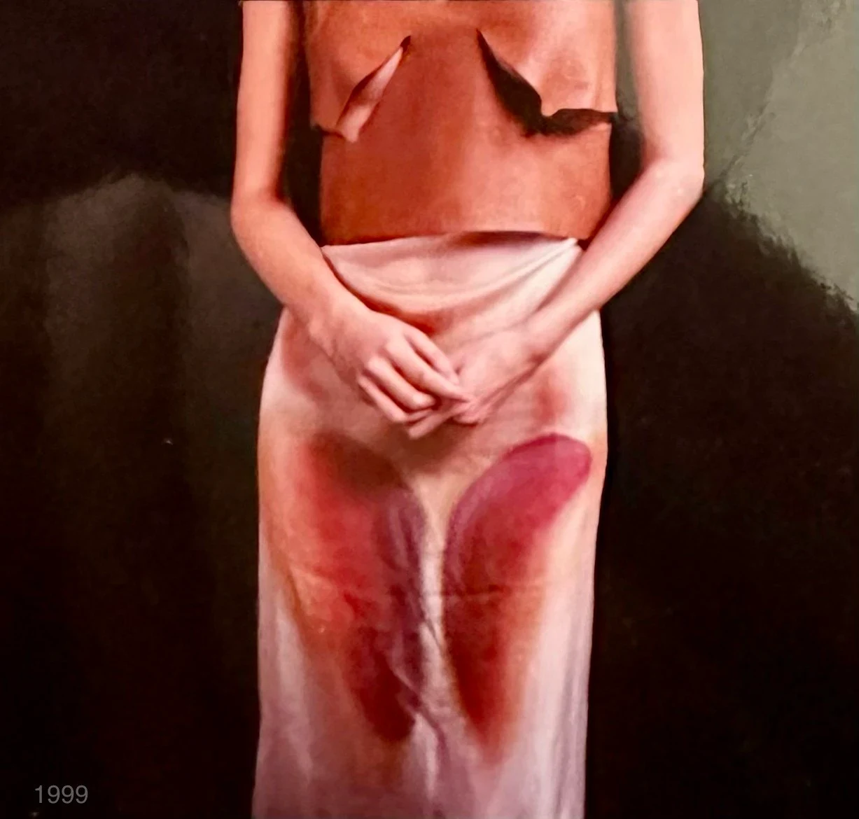 Close view of a pink two-piece garment.